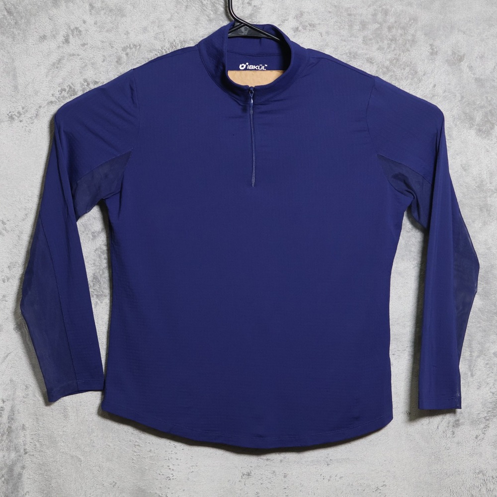 IBKUL Shirt Womens Large Purple 1/4 Zip Pullover Long Sleeve Golf Pickleball